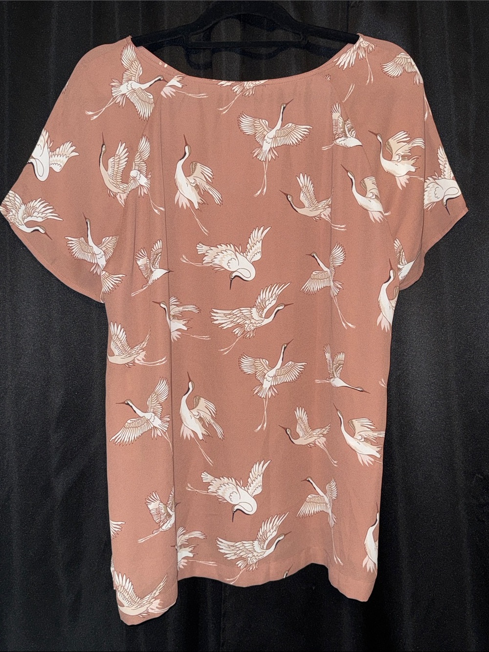 NWT XL Loft Oriental Crane Print - Dusty Rose / Blush Modern Tunic Blouse - Picture 3 of 6